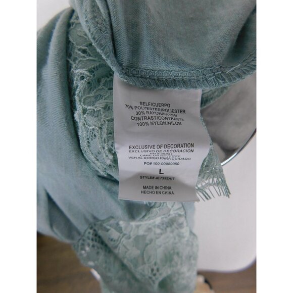 Jolt Mint Green Lace Cold-Shoulder Top L - Boho Flowy - Excellent - Picture 10 of 11